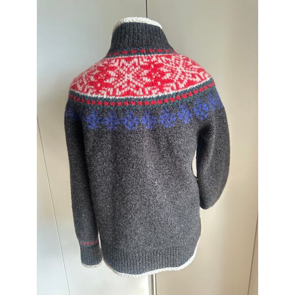 Vintage 90s LL Bean Wool Sherap Zipper Jacket Knit Nordic Size Med Winter Fall - Picture 10 of 10